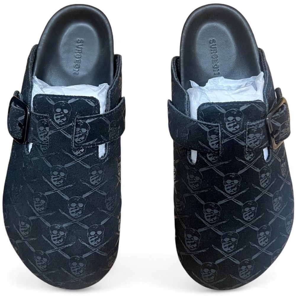 Shoe Surgeon “SRGN Monogram Mule” — Black Suede — New (5M / 6.5W)